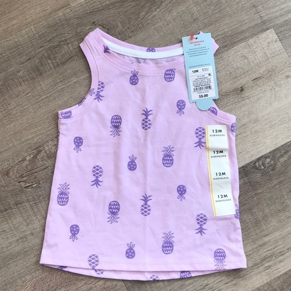 4/$25 cat & Jack tank top purple pineapples 12 month - Picture 1 of 4